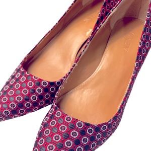 J.Crew Pointed Pumps Red, Green Low Heels  Size 7